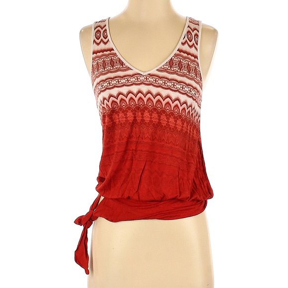 Anthropologie Deletta Rayon Tie-Waist Red Orange Tank S EUC - Picture 1 of 2